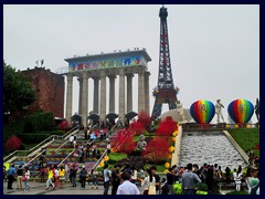 The 108m tall Eiffel Tower seen from the entrance to Windows of the World.